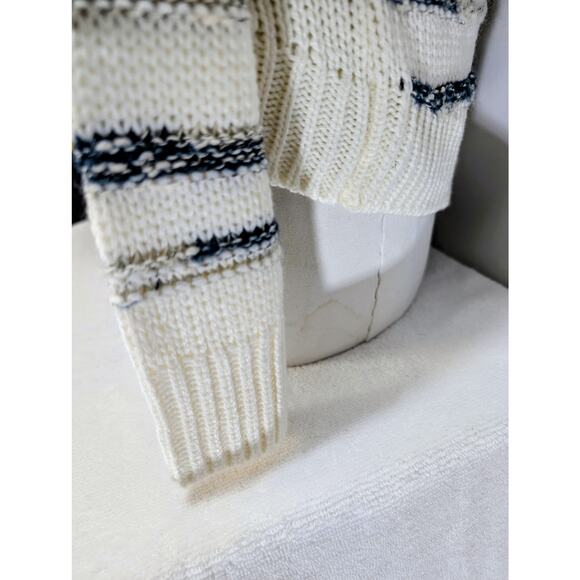 Calvin Klein Jeans Tan Blue Striped Knit Sweater Medium NWT - Picture 5 of 9